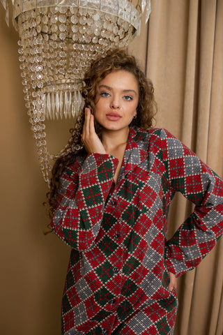 Koszula domowa DreamCat Warm Women's Flanel - wzór zimowy