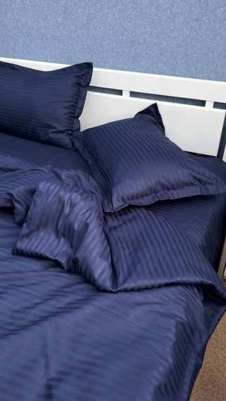 Striped Cotton Sateen Bedding Set — Night Romance