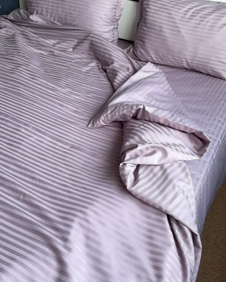 Striped Cotton Sateen Bedding Set — Lavender