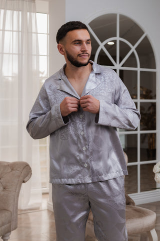 DreamCat Men's Jacquard Pajamas Set — Silver Glow