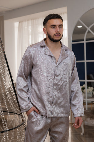 DreamCat Men's Jacquard Pajamas Set — Silver Pattern