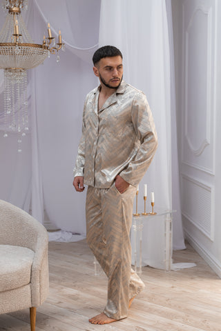 DreamCat Men's Jacquard Pajamas Set — Refined Elegance