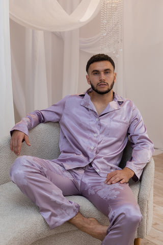 DreamCat Men's Jacquard Pajamas Set — Lavender Charm