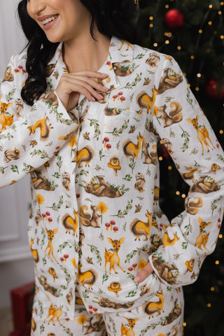 DreamCat Warm Flannel Women's Pajamas — Forest Friends