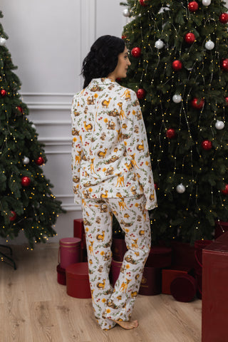 DreamCat Warm Flannel Women's Pajamas — Forest Friends