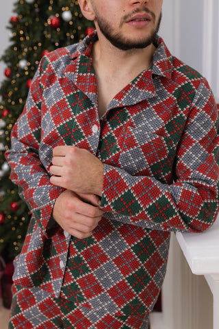 DreamCat Warm Flannel Men's Pajamas — Winter Pattern