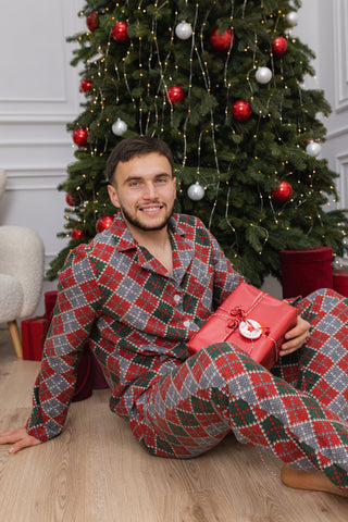 DreamCat Warm Flannel Men's Pajamas — Winter Pattern