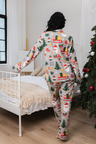 DreamCat Warm Flannel Women's Pajamas — Festive Night